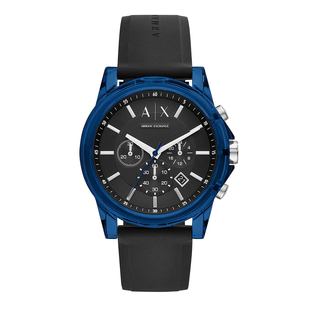 Men's Silicone Strap Armani Exchange 'Outer Banks' Chronograph Watch - AX1339